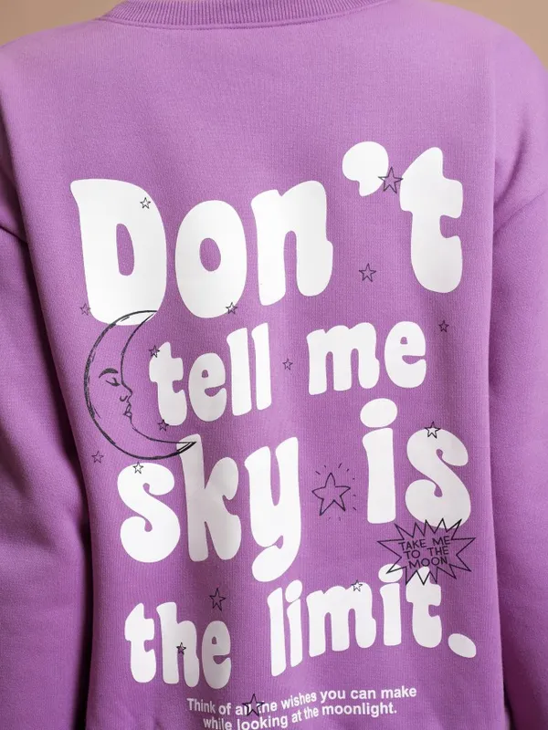  Tokyo Talkies Women Purple Printed Pullover Round Neck Sweatshirts