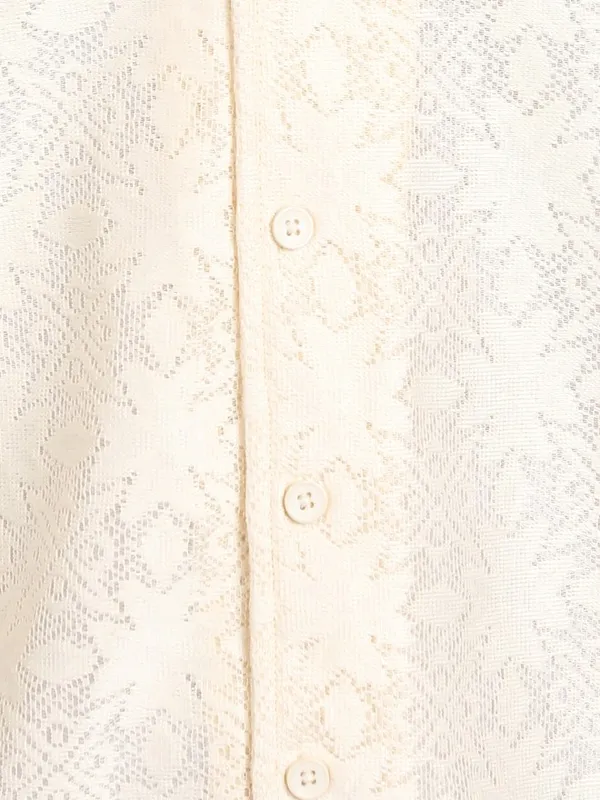  Highlander Men Cream Self Design Oversized Fit Casual Shirts