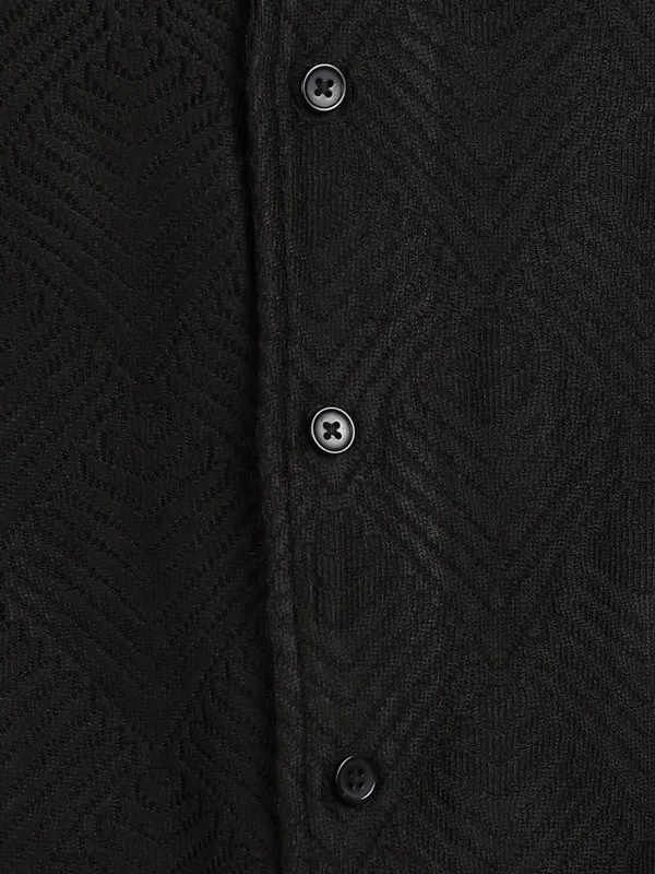  Highlander Men Black Self Design Oversized Fit Casual Shirts