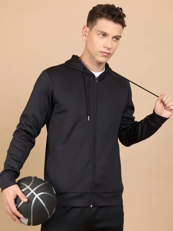  Highlander Men Black Hood Front-Open Sweatshirts