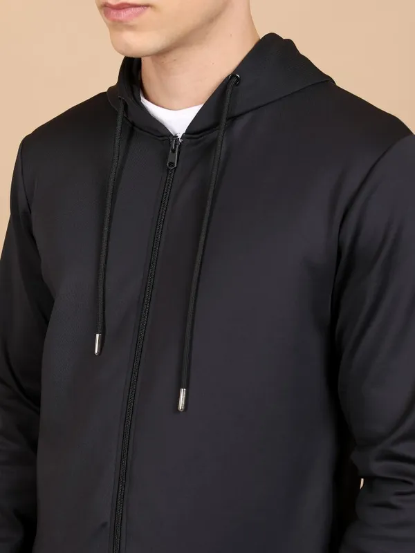  Highlander Men Black Hood Front-Open Sweatshirts