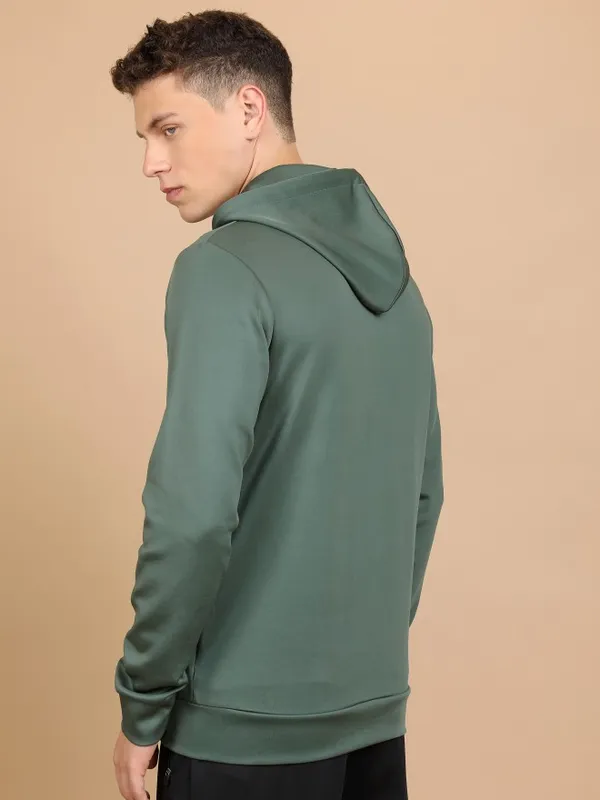  Highlander Men Green Hood Front-Open Sweatshirts