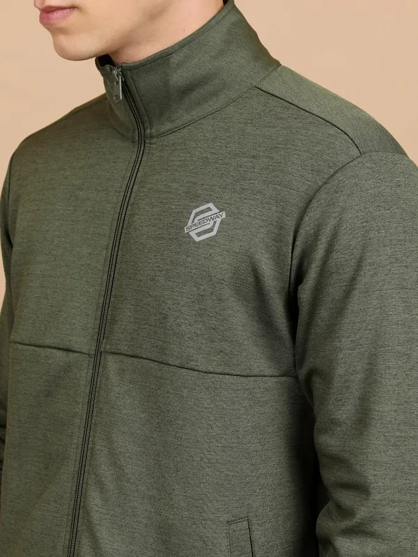  Highlander Men Green High Neck Pullover Sweatshirts
