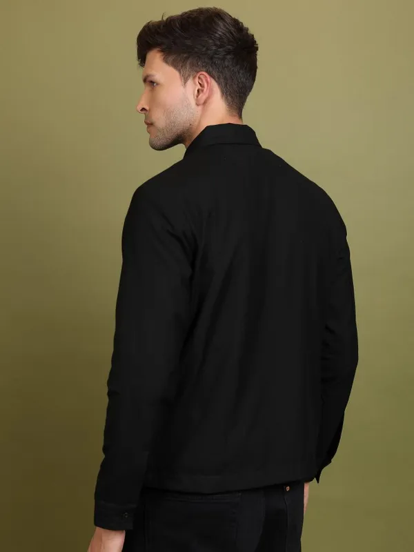  Highlander Men Black Solid Bomber Jackets