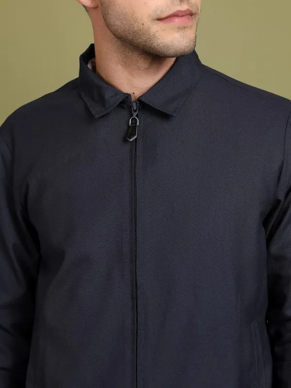  Highlander Men Navy Blue Checked Bomber Jackets