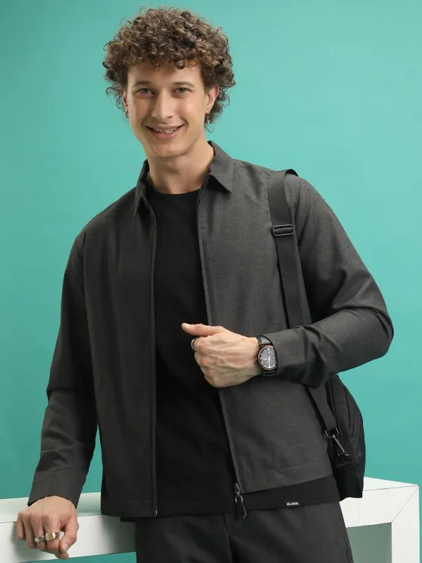 Men Solid Bomber Jacket