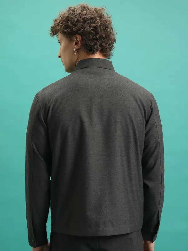 Men Solid Bomber Jacket