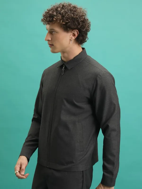 Men Solid Bomber Jacket