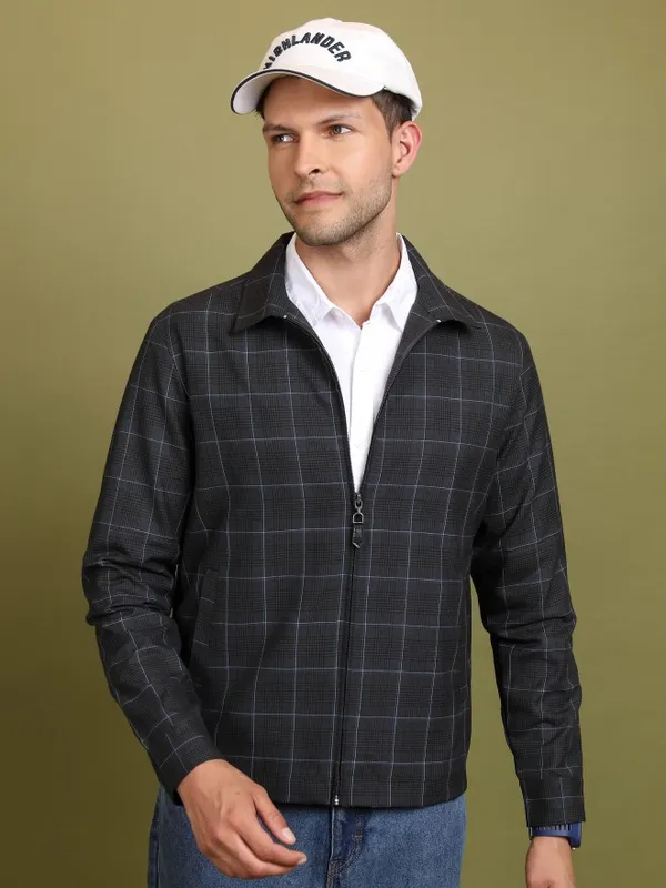 Men Checked Bomber Jacket