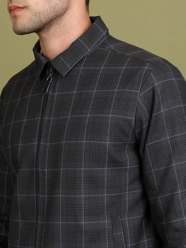 Highlander Men Black Checked Bomber Jackets