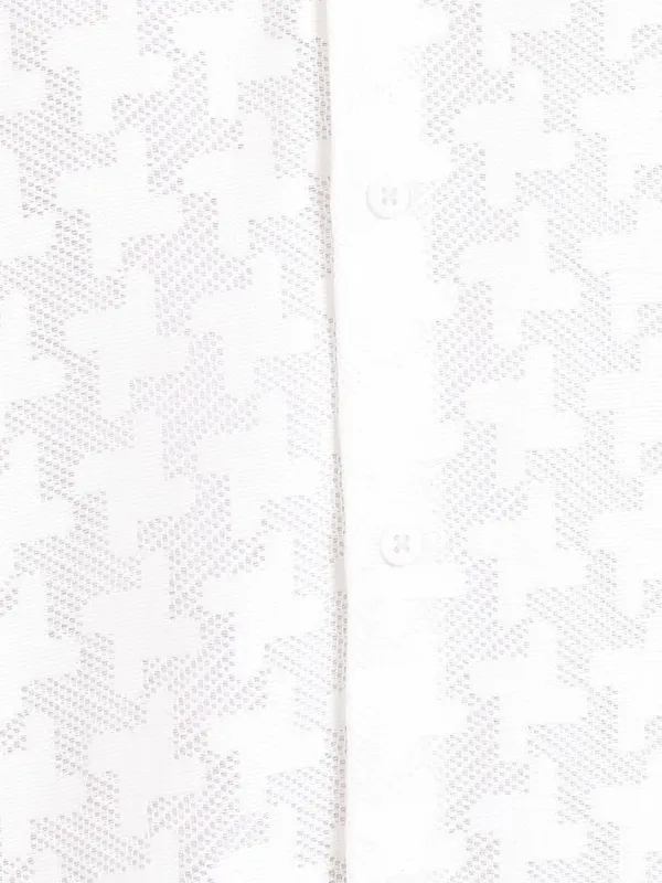  Highlander Men White Self Design Oversized Fit Casual Shirts