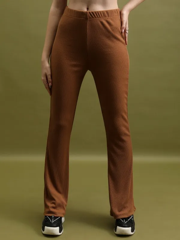 Solid Flared Bootcut Trousers