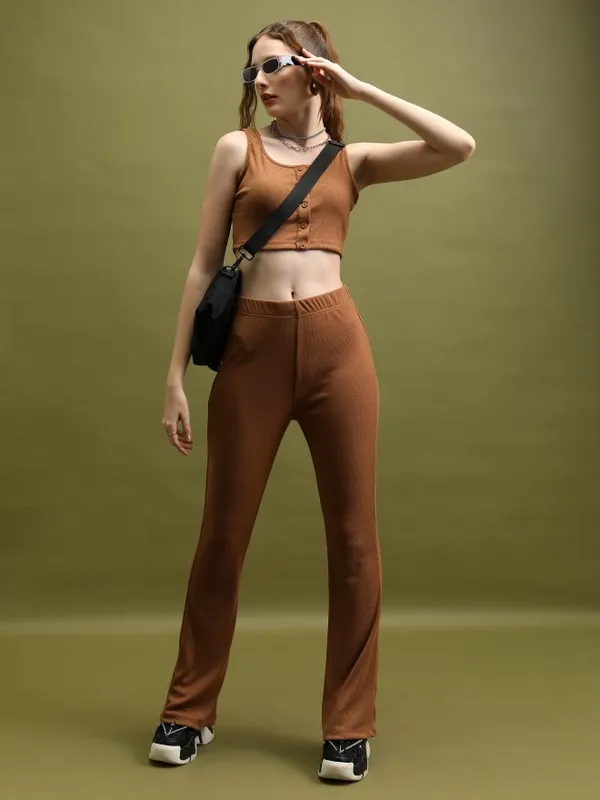 Solid Flared Bootcut Trousers