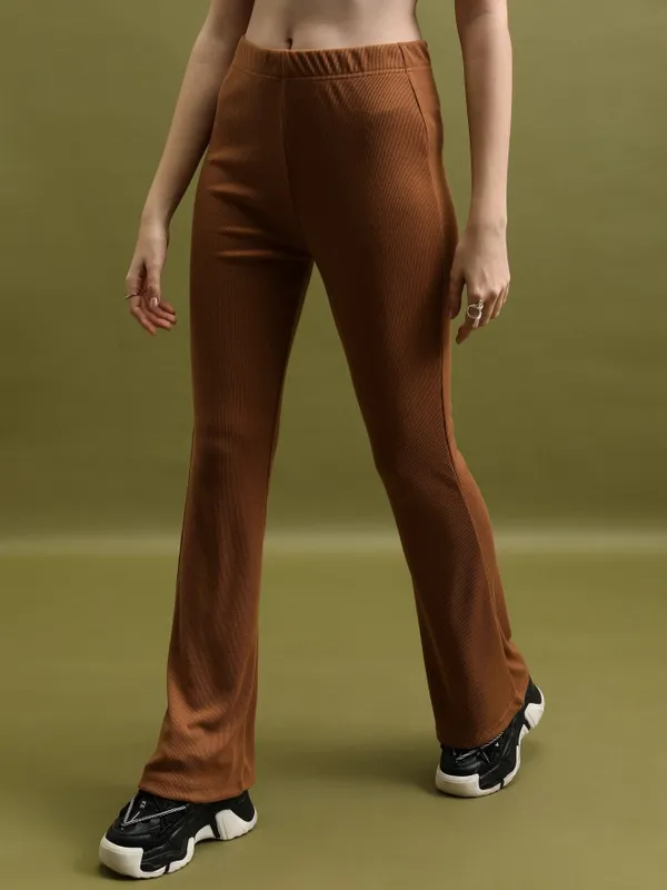 Solid Flared Bootcut Trousers