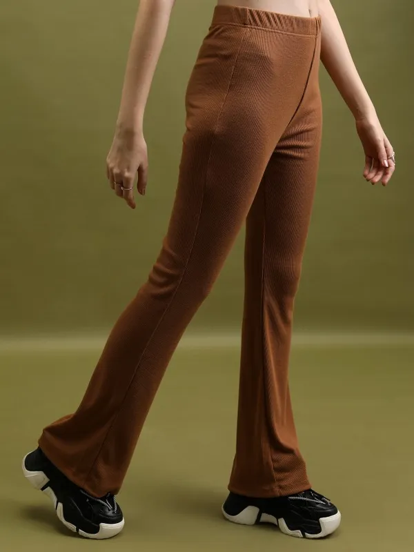 Solid Flared Bootcut Trousers