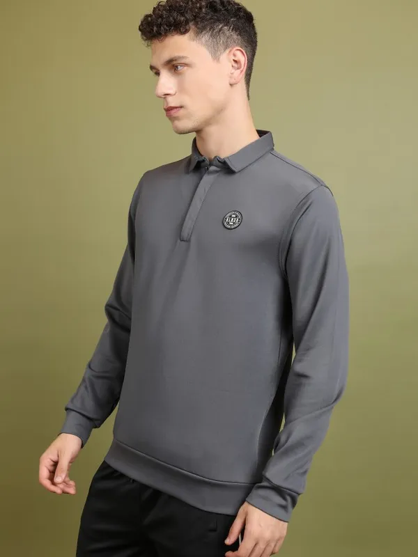  Highlander Men Grey High Neck Pullover Sweatshirts