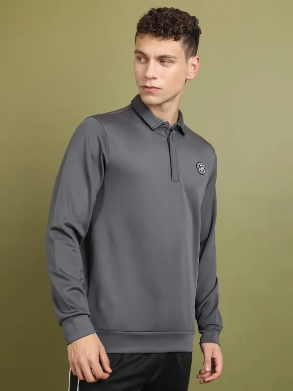  Highlander Men Grey High Neck Pullover Sweatshirts