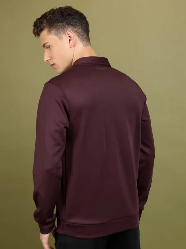  Highlander Men Burgundy High Neck Pullover Sweatshirts