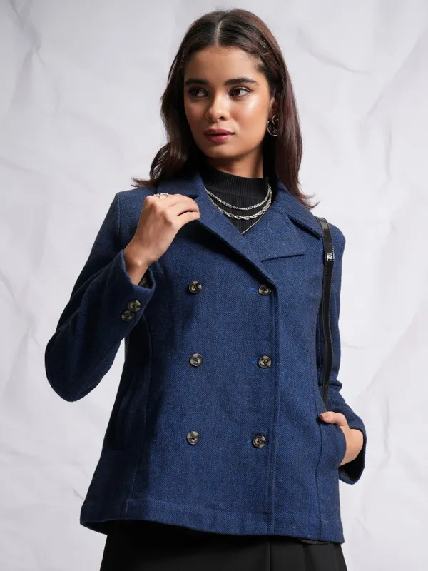  Tokyo Talkies Women Blue Open Front Jacket Jackets