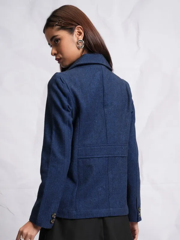  Tokyo Talkies Women Blue Open Front Jacket Jackets