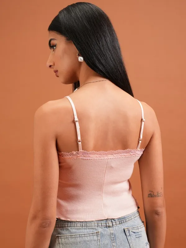  Tokyo Talkies Women Pink Solid Fitted Tops