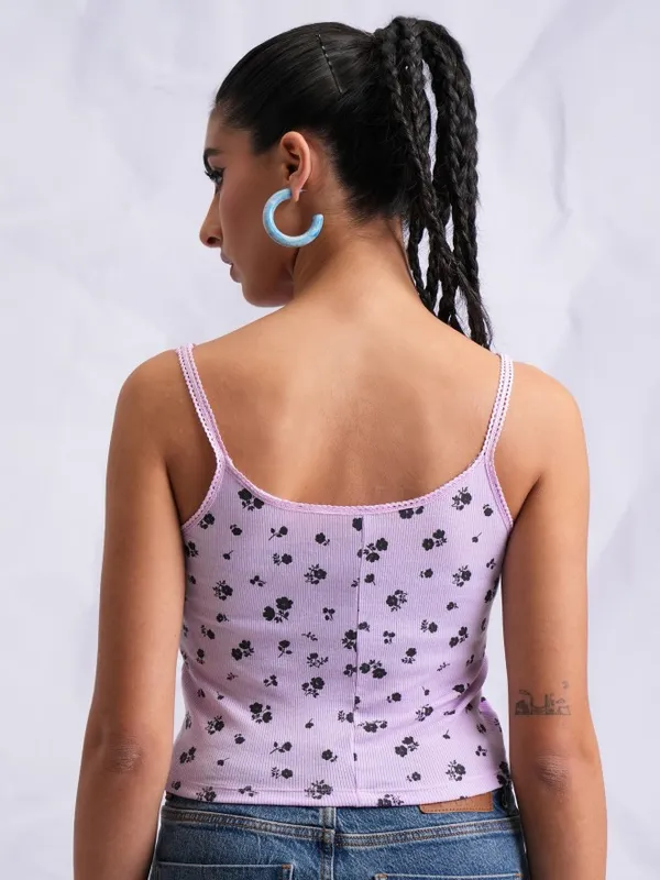  Tokyo Talkies Women Lavender Printed Fitted Tops