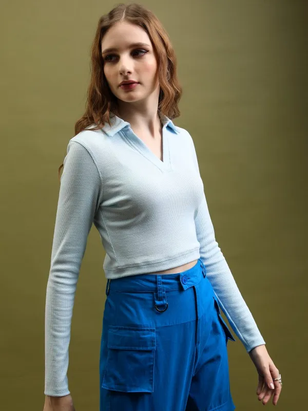 Solid Shirt Style Top