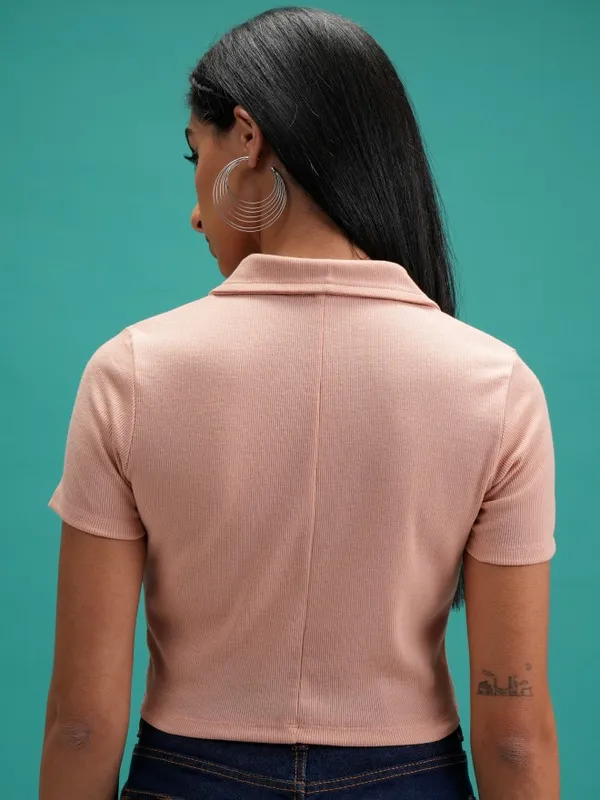Tokyo Talkies Women Nude Solid Regular Top