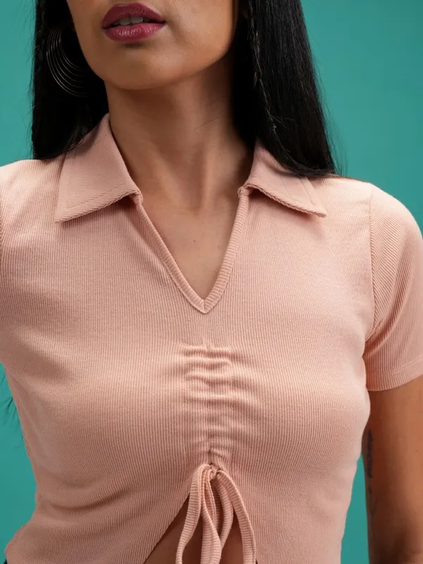 Tokyo Talkies Women Nude Solid Regular Top