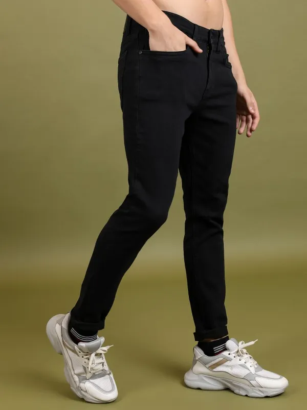  Highlander Men Black Slim Fit Clean Look Jeans