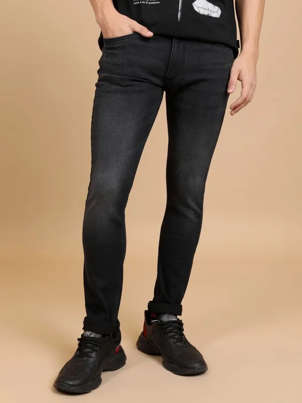  Highlander Men Black Skinny Fit Clean Look Jeans