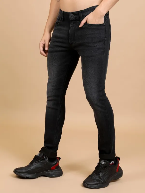  Highlander Men Black Skinny Fit Clean Look Jeans