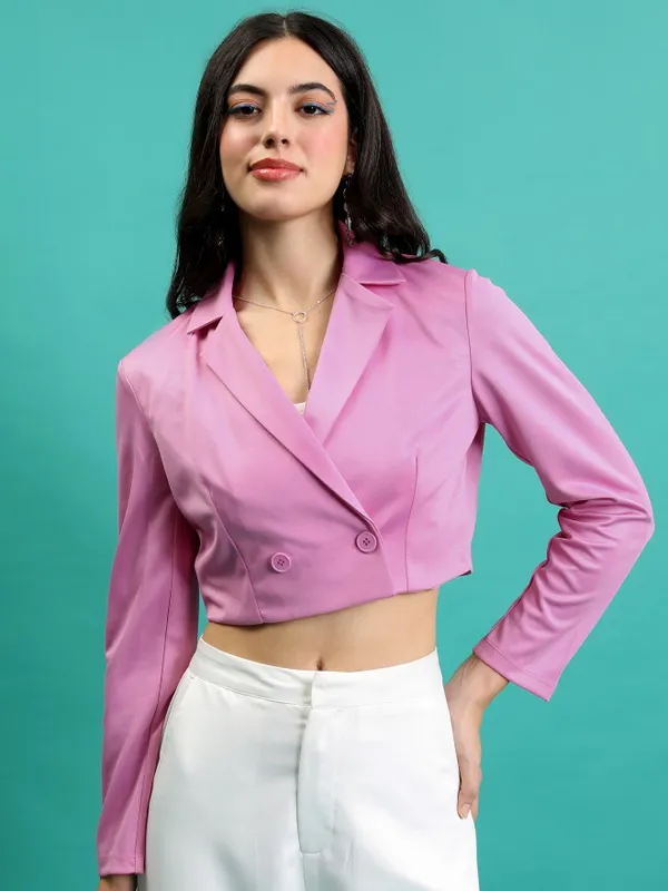  Tokyo Talkies Women Pink Open Front Jacket Jackets