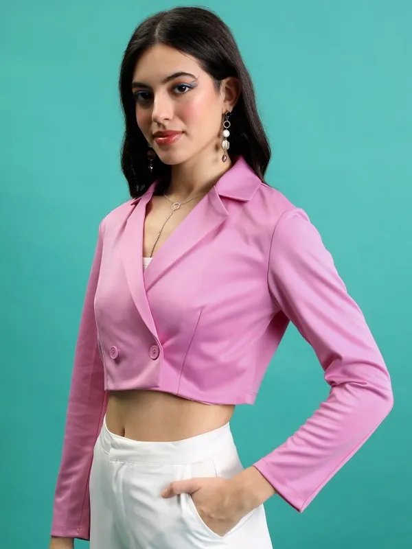  Tokyo Talkies Women Pink Open Front Jacket Jackets