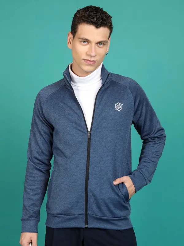  Highlander Men Navy Blue High Neck Pullover Sweatshirts