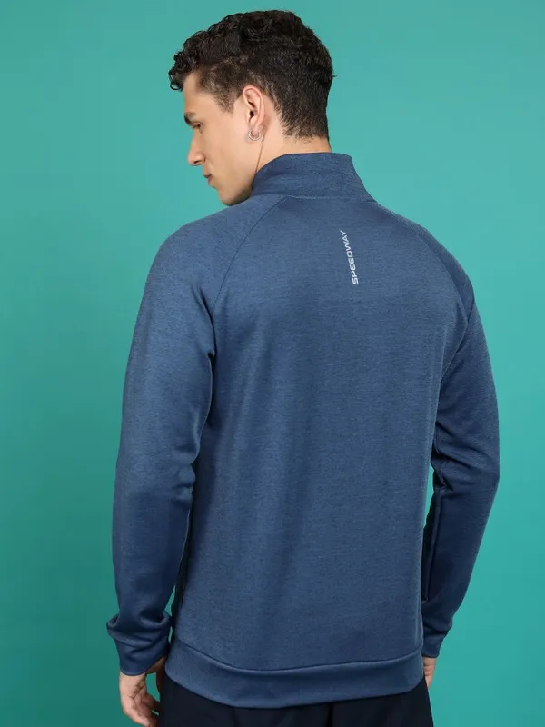  Highlander Men Navy Blue High Neck Pullover Sweatshirts