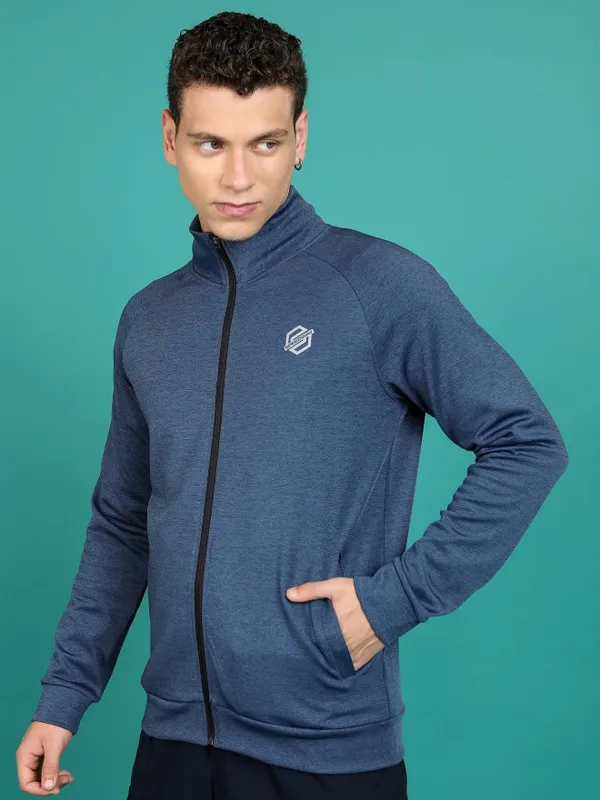  Highlander Men Navy Blue High Neck Pullover Sweatshirts