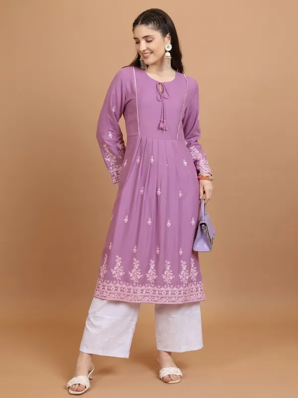 Embroidered A-Line Kurta
