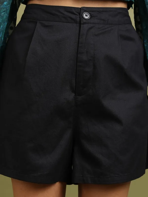  Tokyo Talkies Women Black Regular Fit Shorts