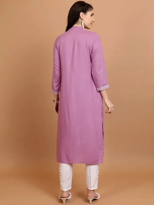  Vishudh Women Mauve Woven Design A-Line Kurtas
