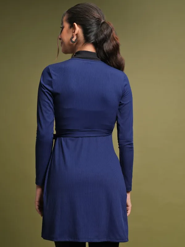  Tokyo Talkies Women Blue Solid Wrap Dresses