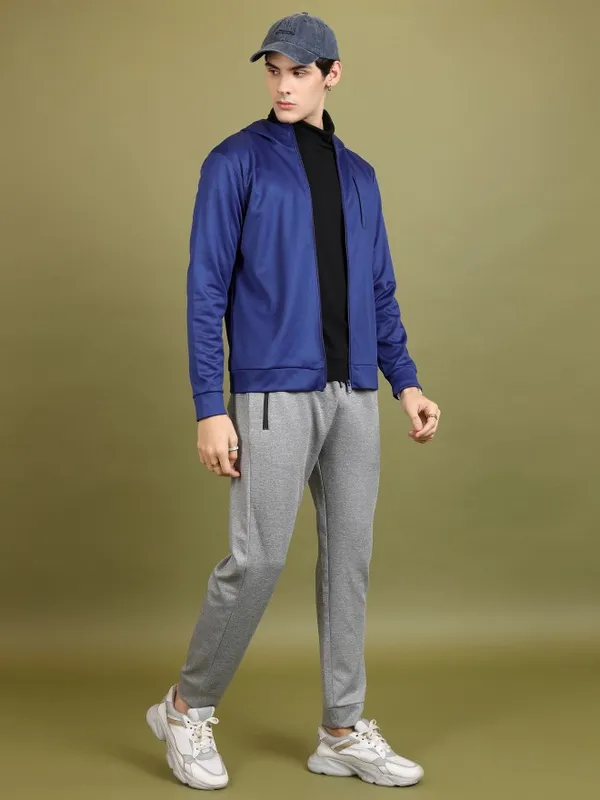 Highlander Men Blue Solid Open Front Jacket