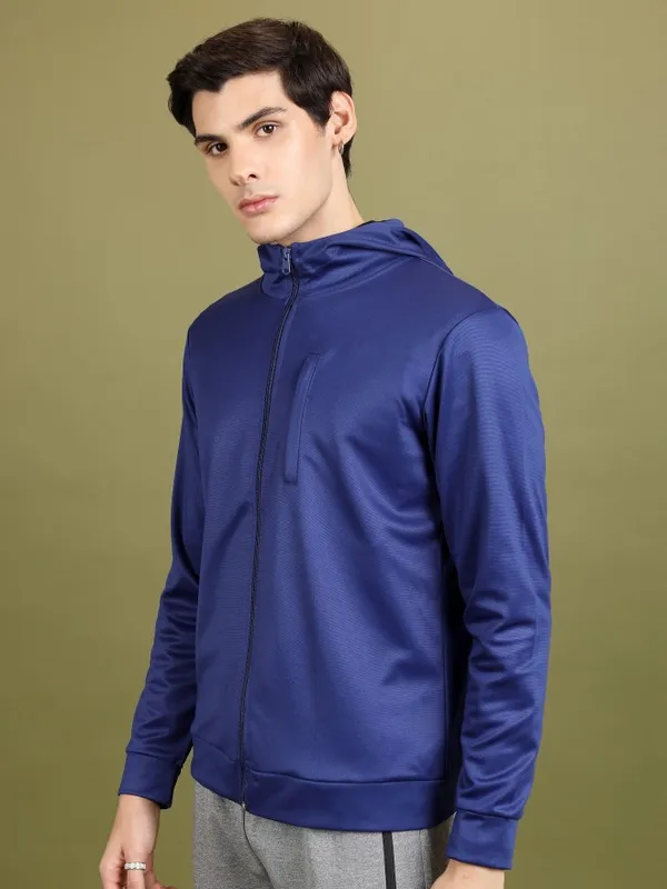 Highlander Men Blue Solid Open Front Jacket