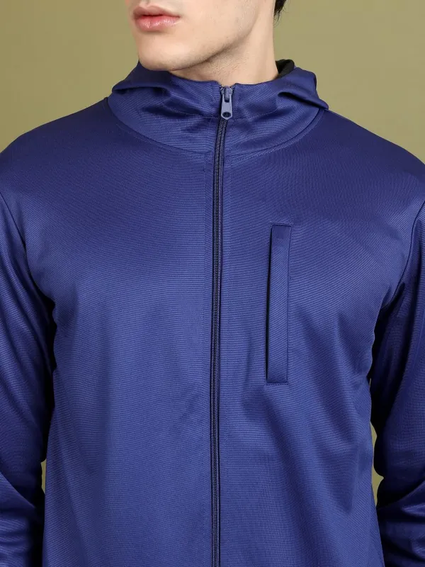 Highlander Men Blue Solid Open Front Jacket