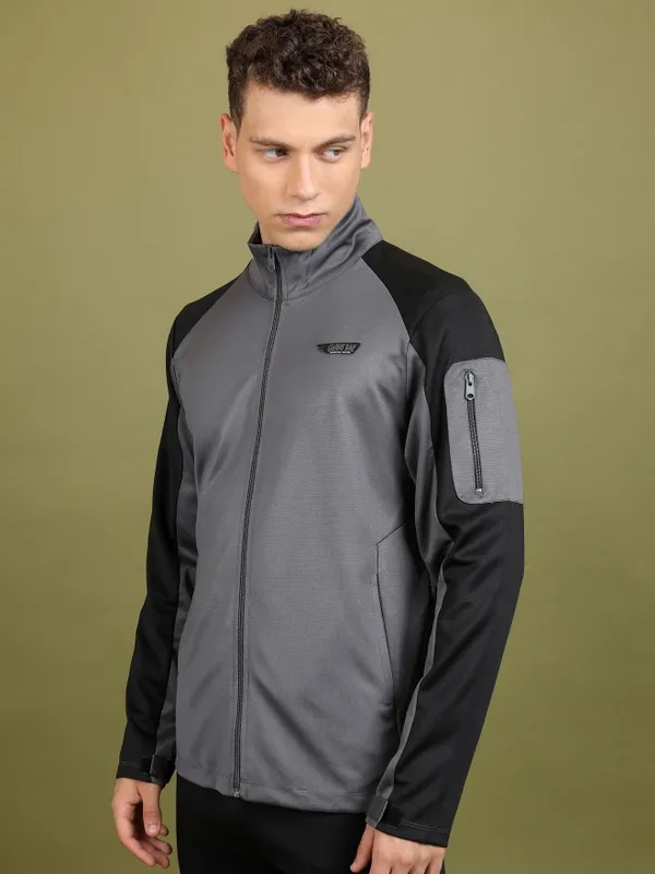  Highlander Men Grey Solid Open Front Jacket Jackets