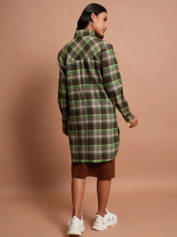  Tokyo Talkies Women Brown Checked Casual Shirts