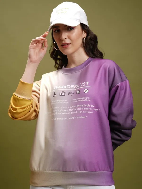  Tokyo Talkies Women Multi Printed Pullover Round Neck Sweatshirts