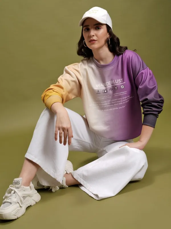  Tokyo Talkies Women Multi Printed Pullover Round Neck Sweatshirts