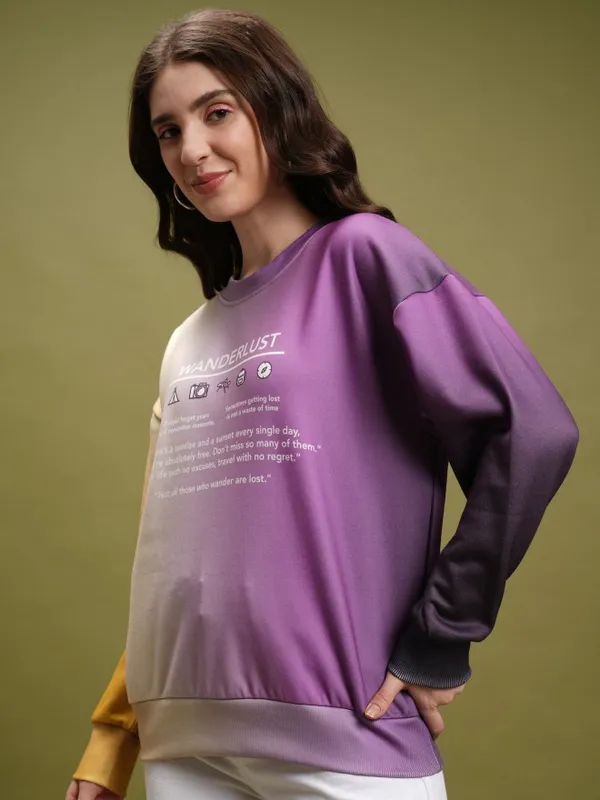  Tokyo Talkies Women Multi Printed Pullover Round Neck Sweatshirts