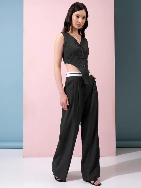 Tokyo Talkies Women Charcoal Top With Trouser